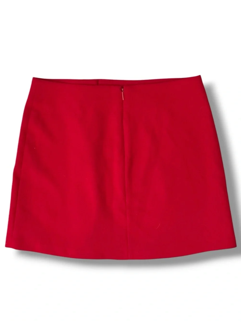 MNG Suit Straight Mini Skirt Classic Buttoned Front Kick Pleat Red Size Size 10 - Picture 4 of 16